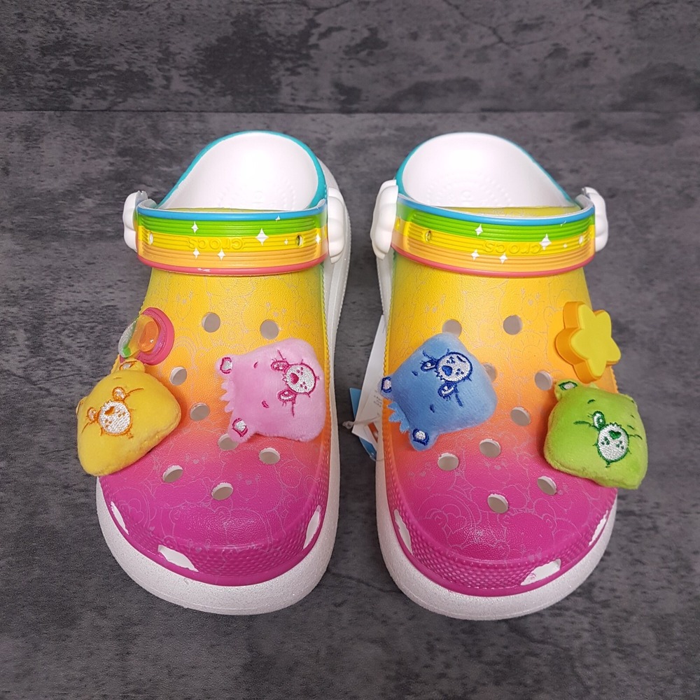 CROCS X‎ Care Bears Platform Crush Clogs  'Light On' Mens 6 Womens 8 Rainbow